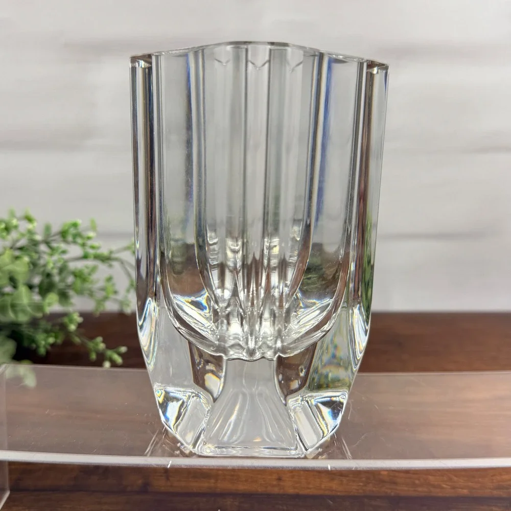 Kosta Boda Sigurd Persson Crystal Vase Signed Swedish Scandinavian Modern